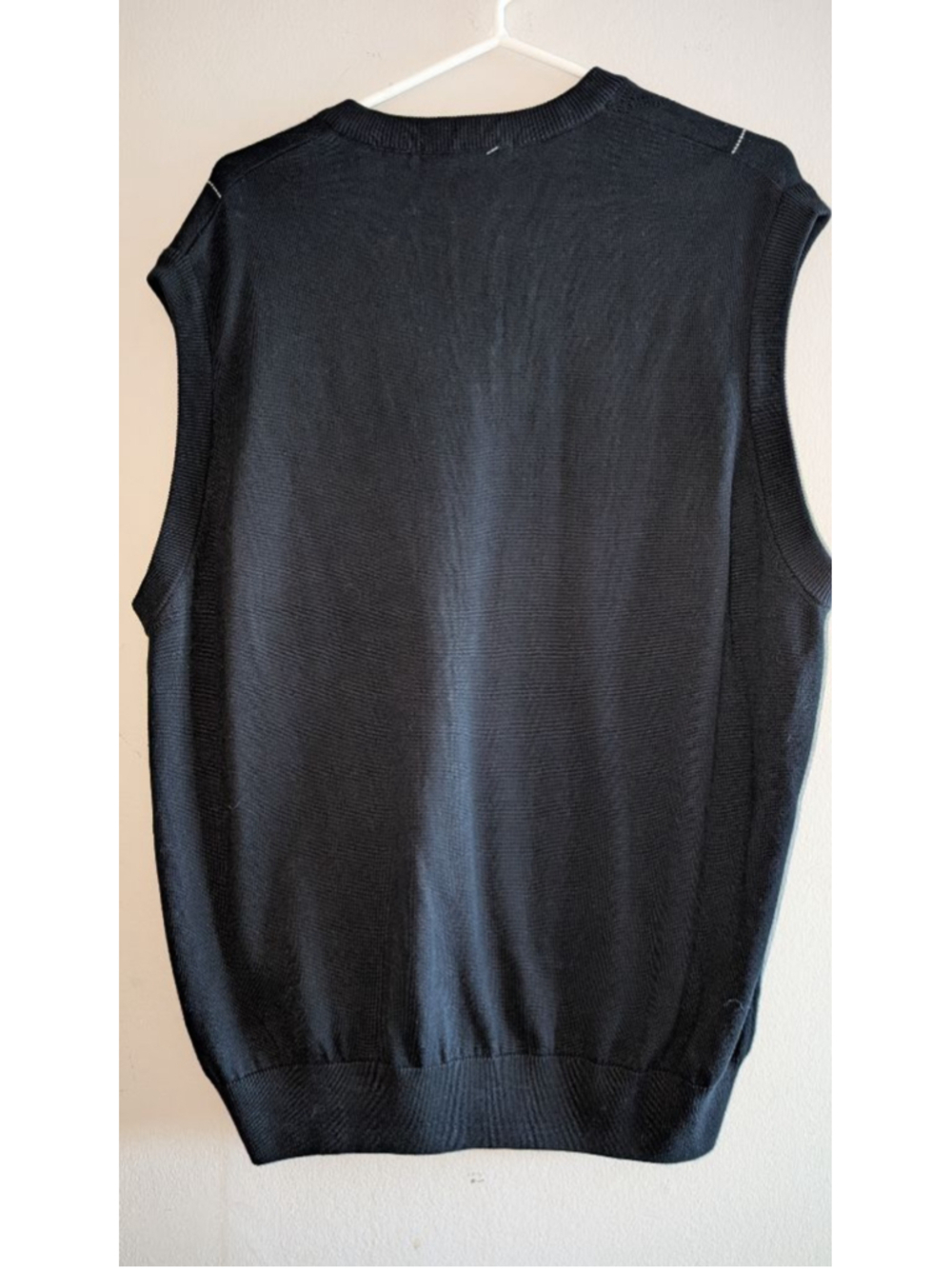 Greg Norman Mens Large Black Gray Argyle V-Neck Sweater Vest - Picture 3 of 4